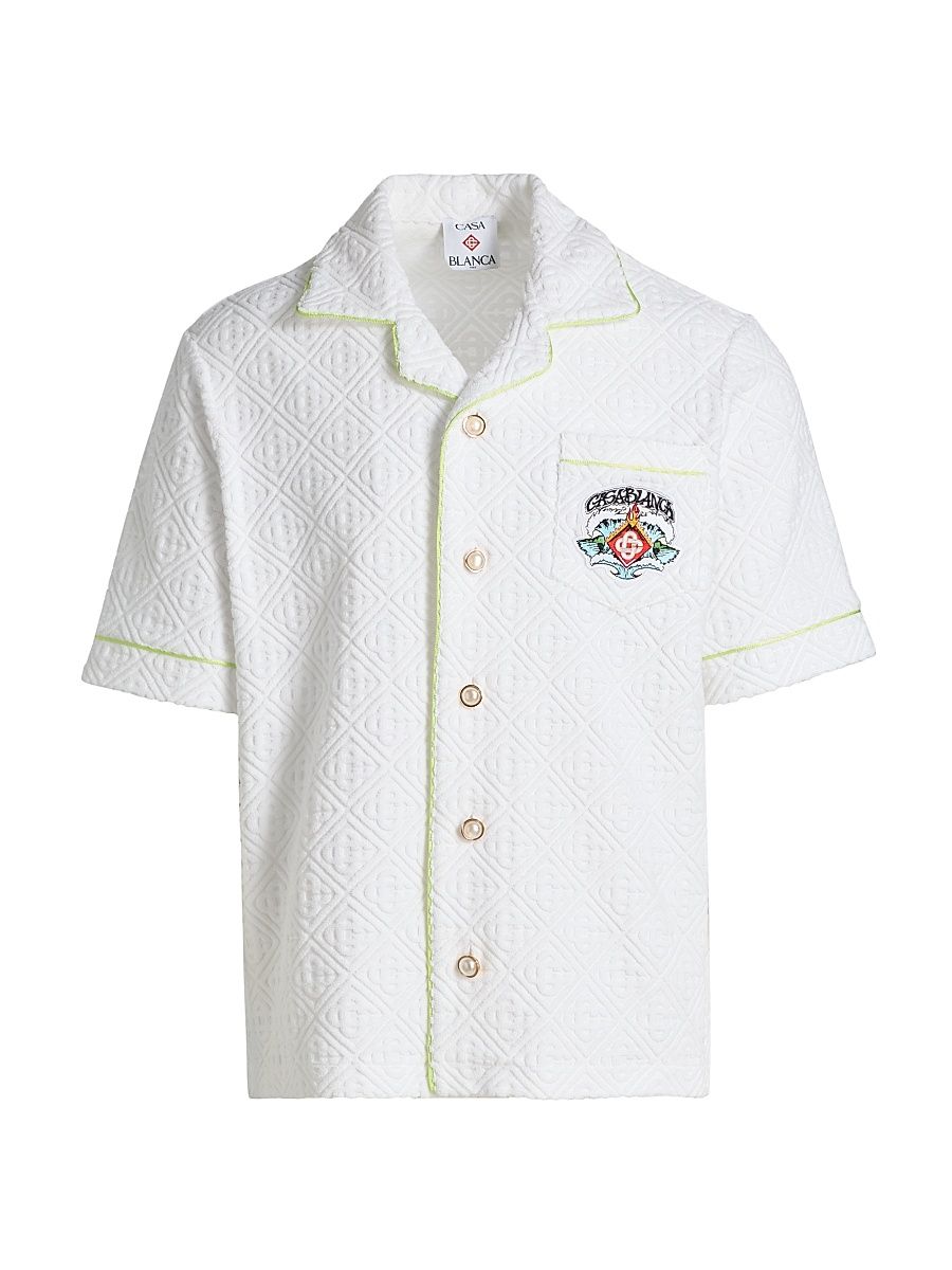 Men's Towelling Textured Monogram Shirt - Towelling - Size XXL