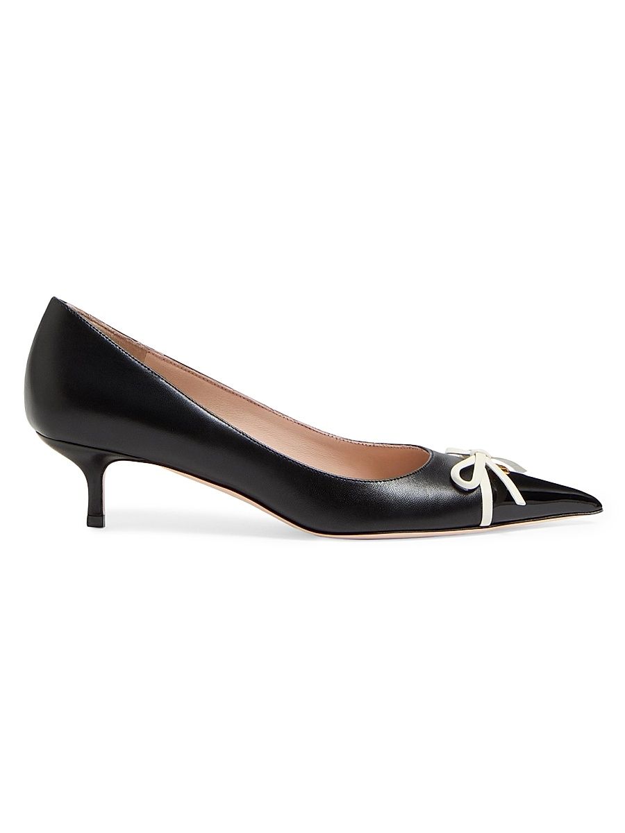 Women's Bepointy 45MM Pumps in Patent Leather and Kidskin - Black Ivory - Size 7
