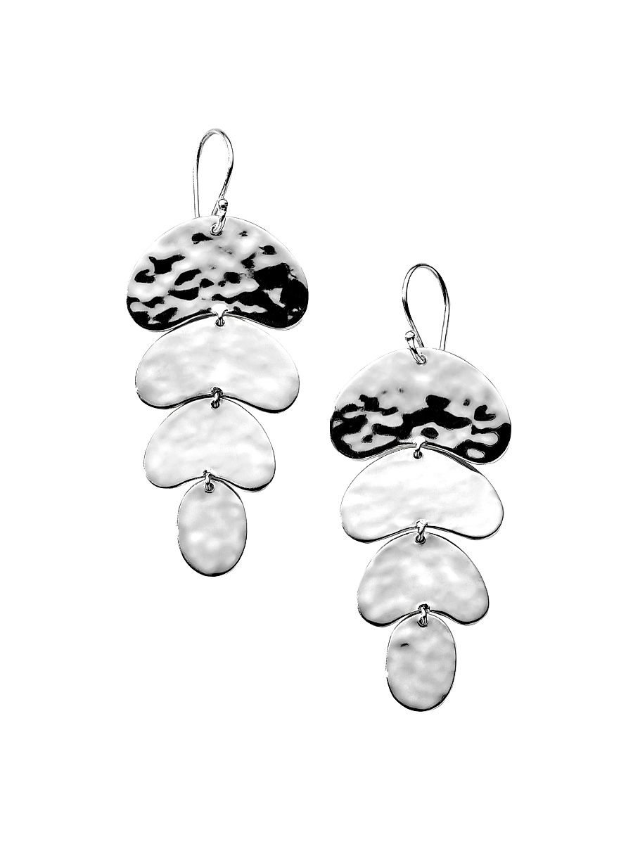 Women's Classico Crinkle Sterling Silver 4-Tier Drop Earrings - Silver - Size Medium
