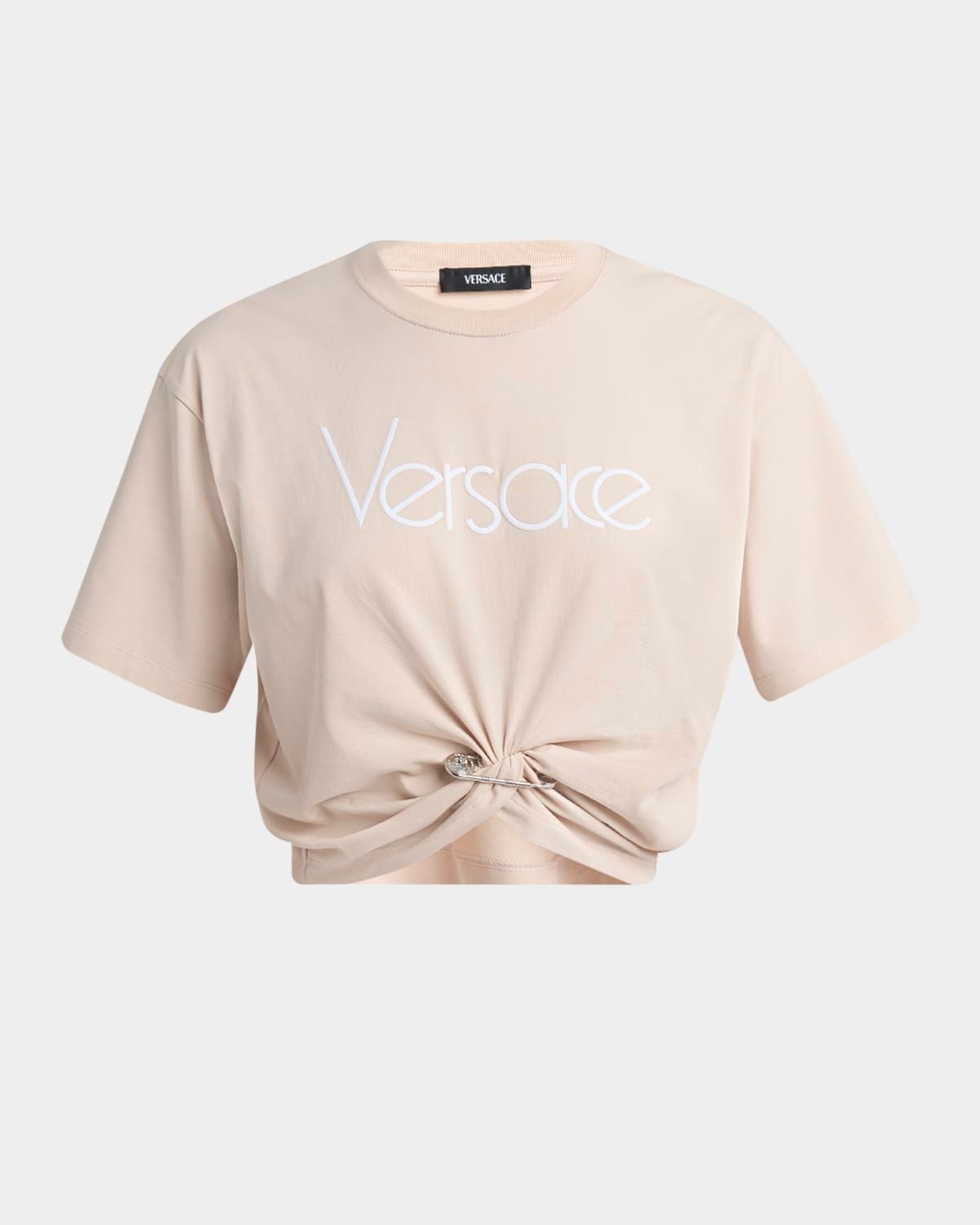 Logo Twist Safety-Pin Crop T-Shirt