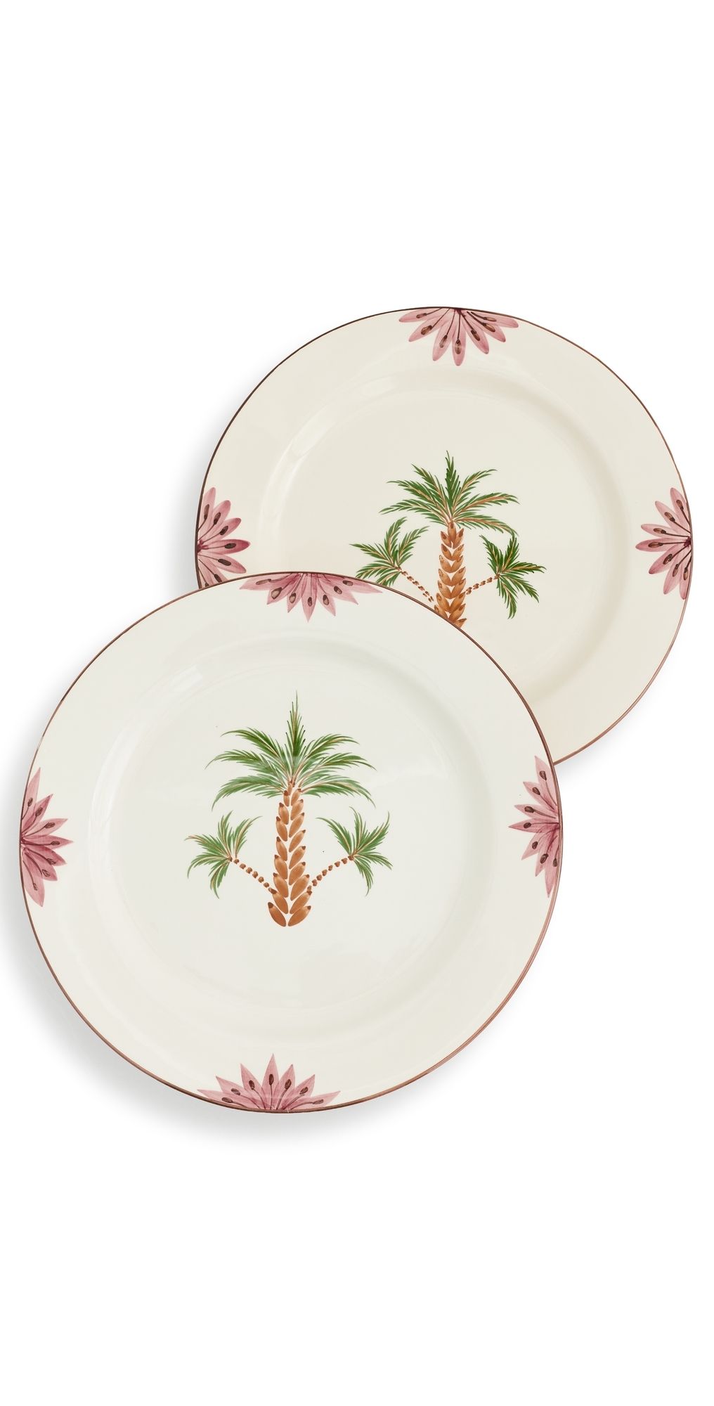 Les Ottomans Tree Hand Painted Ceramic Charger Plate Set Green/Brown/Pink One Size