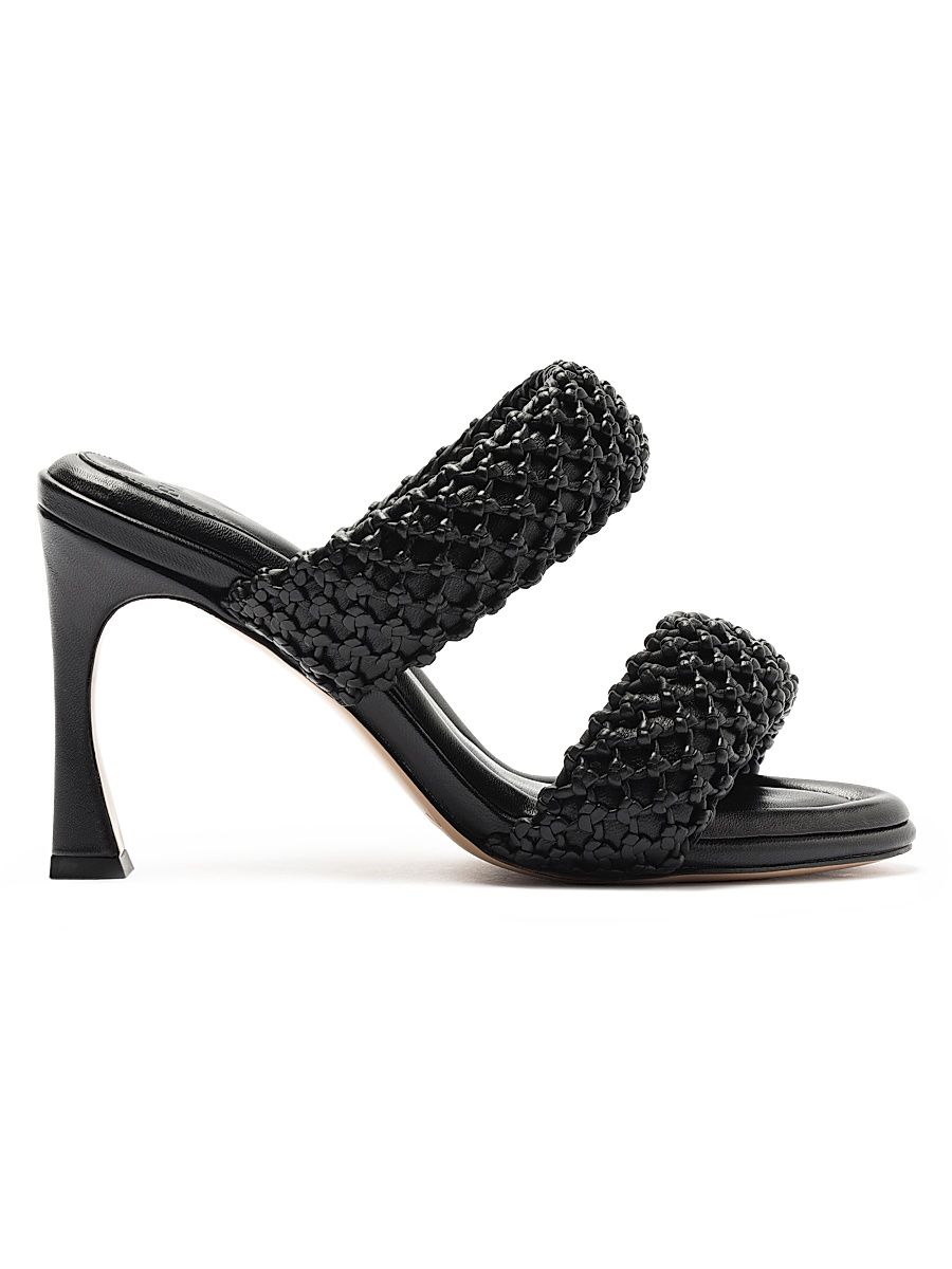 Women's Lilla 85MM Woven Leather Sandals - Black - Size 7.5