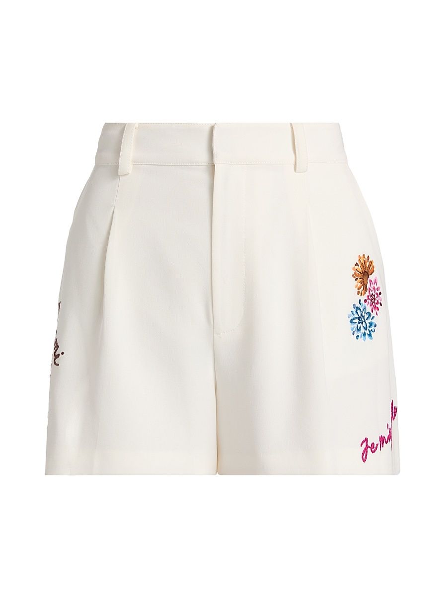 Women's Celeste Vine Emmie Shorts - Ivory Multi - Size 14