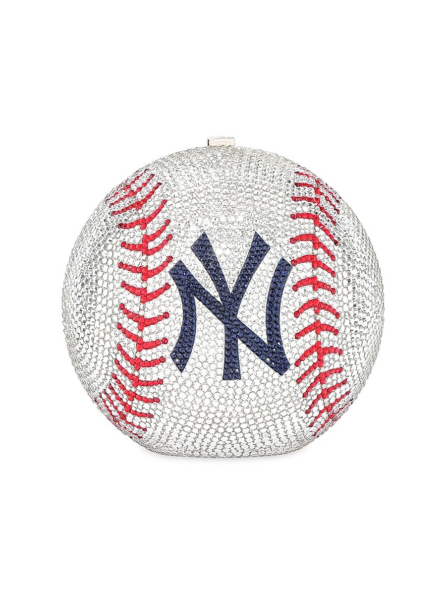 Women's New York Yankees Embellished Baseball Round Clutch - White Multi
