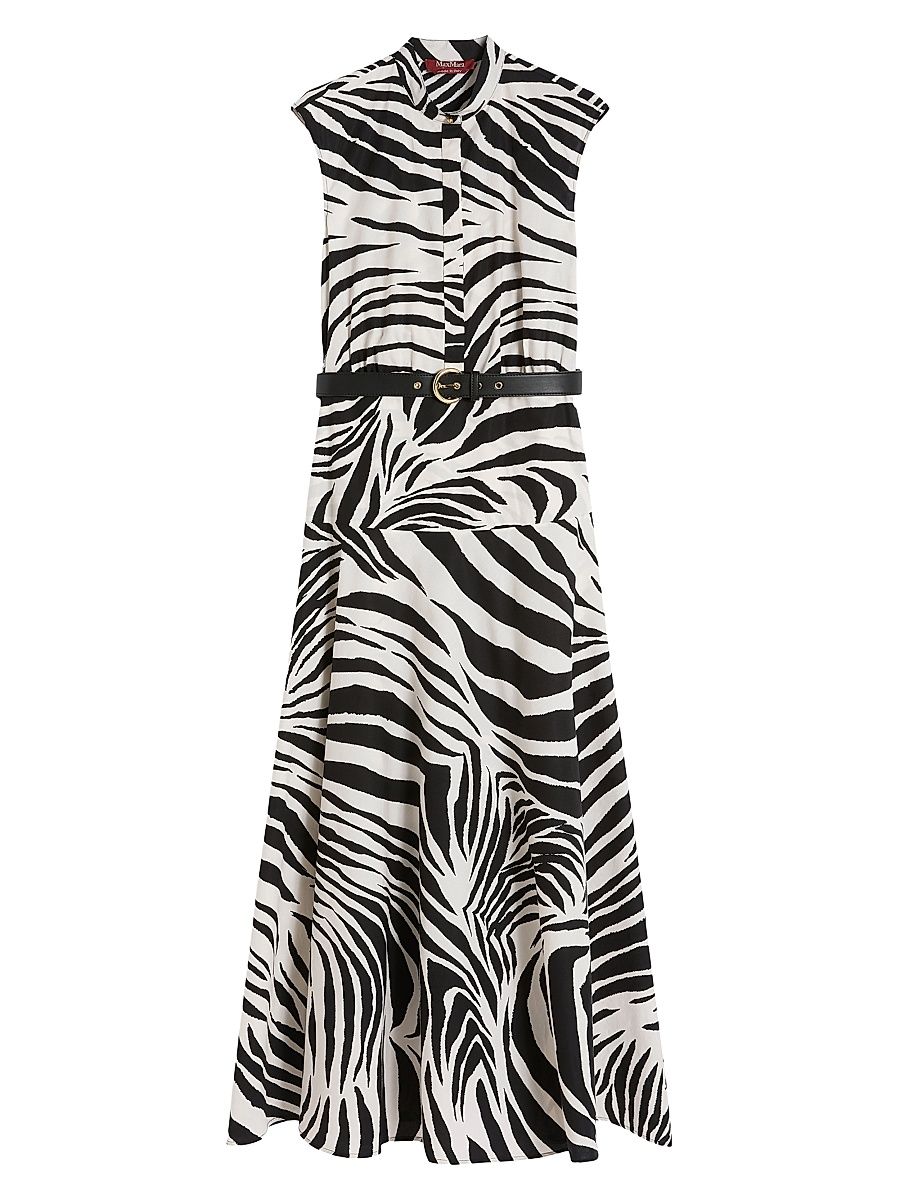 Women's Printed Poplin Shirt Dress - Black Multi - Size 16