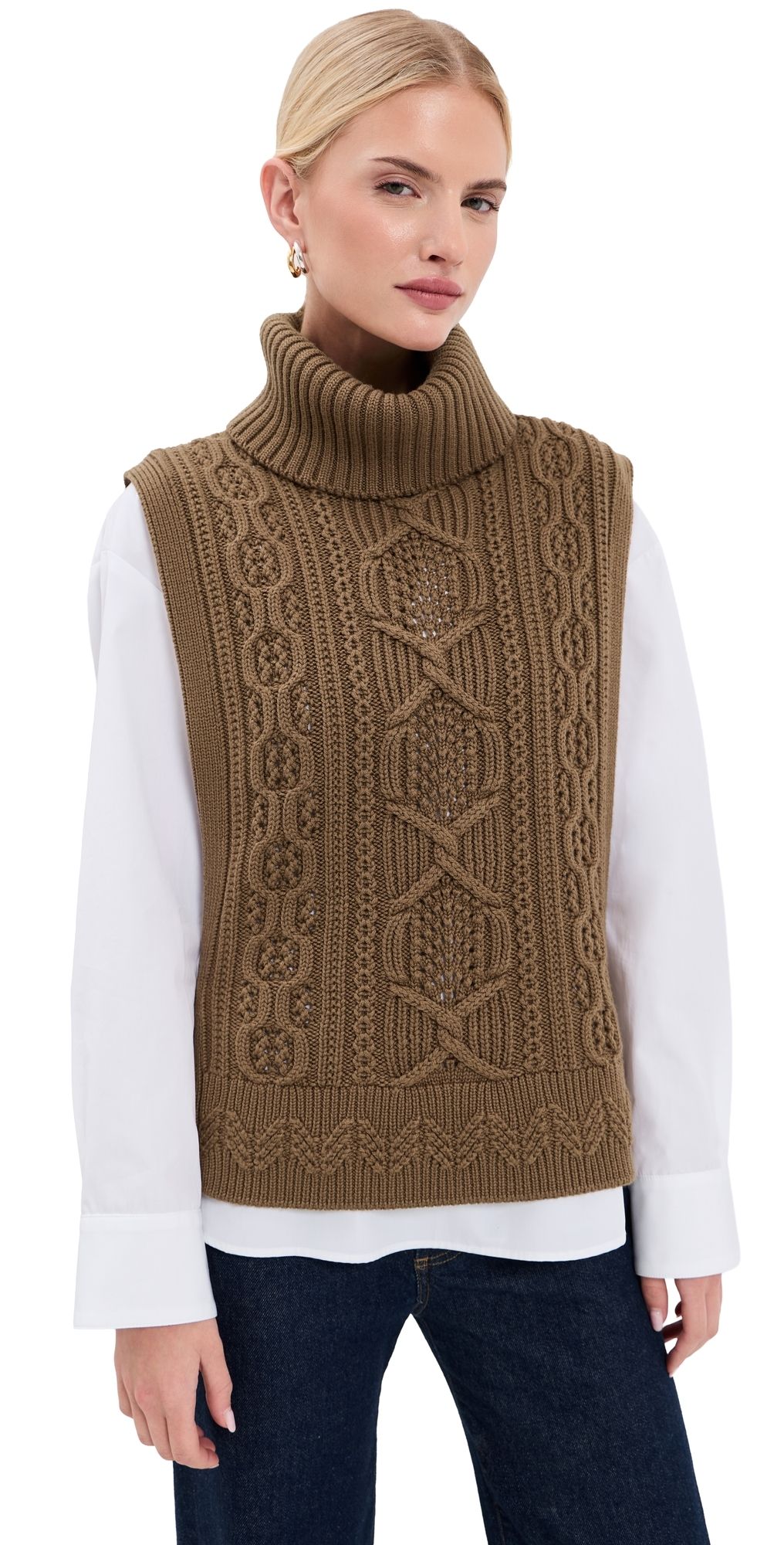Veronica Beard Bentleigh Knit Vest Ochre L