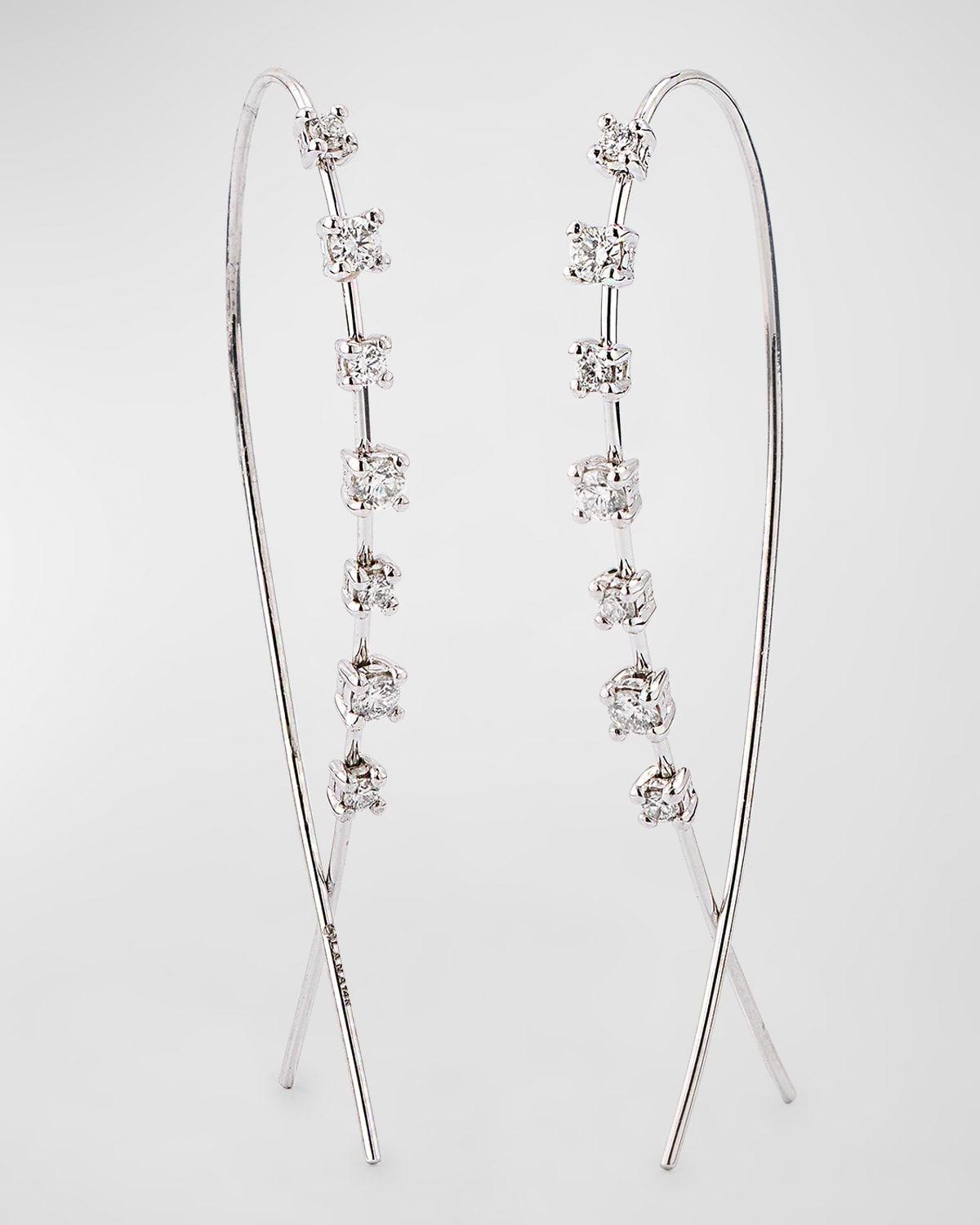 14K Gold Solo Mini Narrow Upside Down Hoop Earrings with Diamonds, 41mm