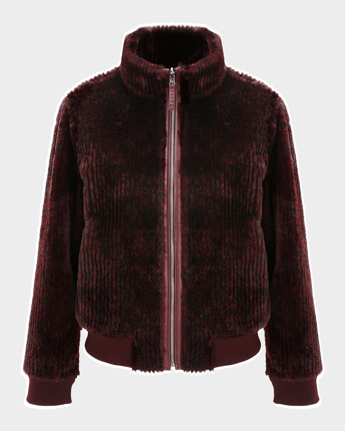 Reversible Select Grooved Shearling Lamb Insignia Bomber Jacket
