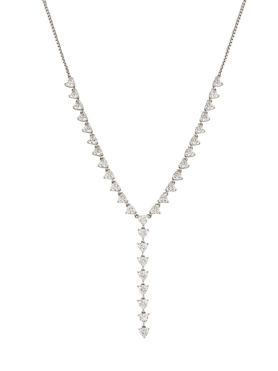 Women's Gwen Rhodium-Plated & Cubic Zirconia Y Necklace - Silver