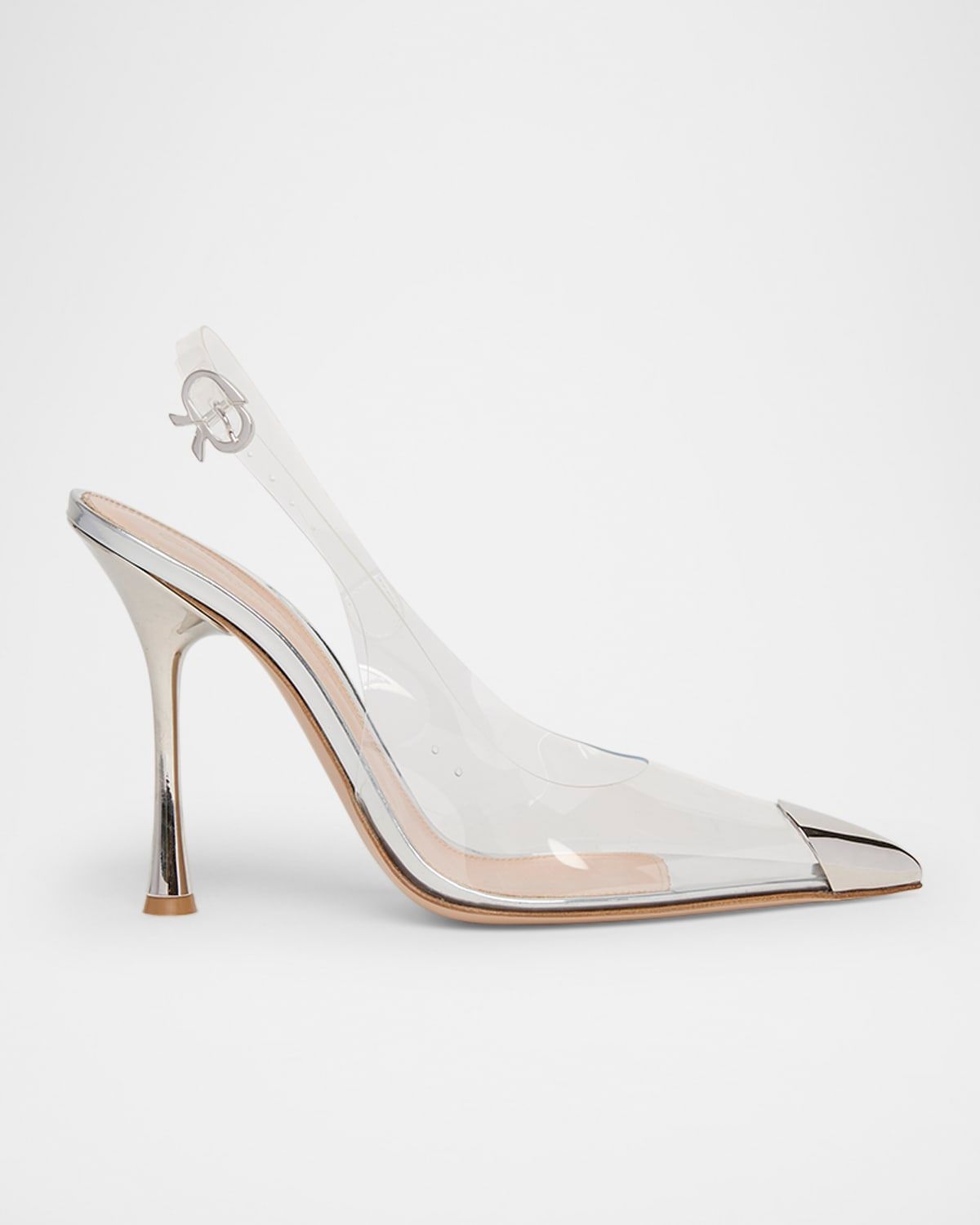 Plexi Metal Cap-Toe Slingback Pumps