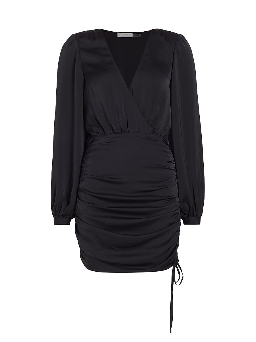 Women's Foxy V-Neck Ruched Minidress - Black - Size 0