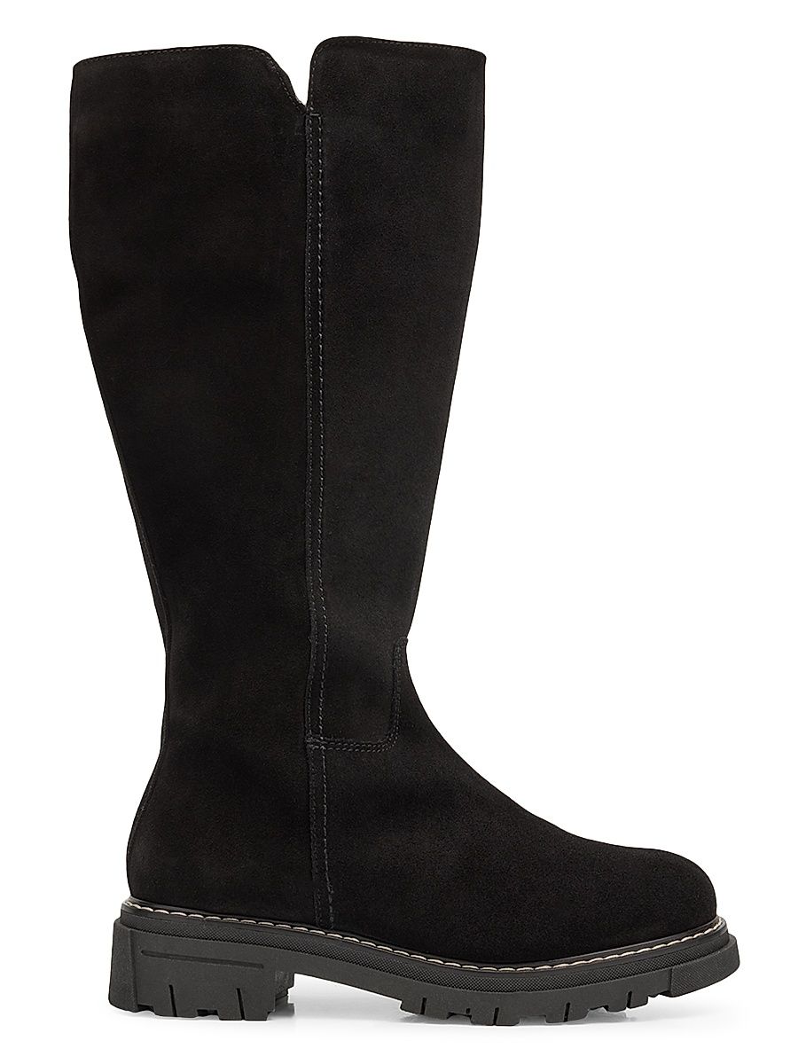 Women's Dimitri Suede & Shearling Knee-High Boots - Black - Size 8.5