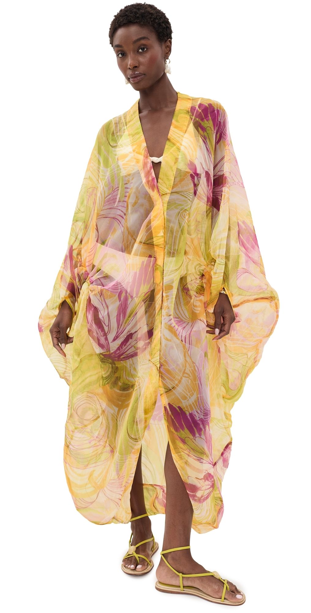 Andrea Iyamah Labu Organza Robe Vibra Print One Size