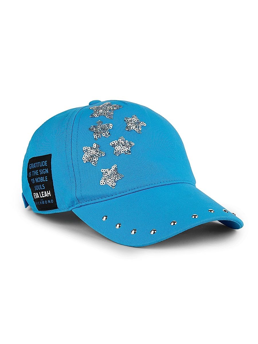 Girl's Embellished Baseball Cap - Azure Blue - Size XL