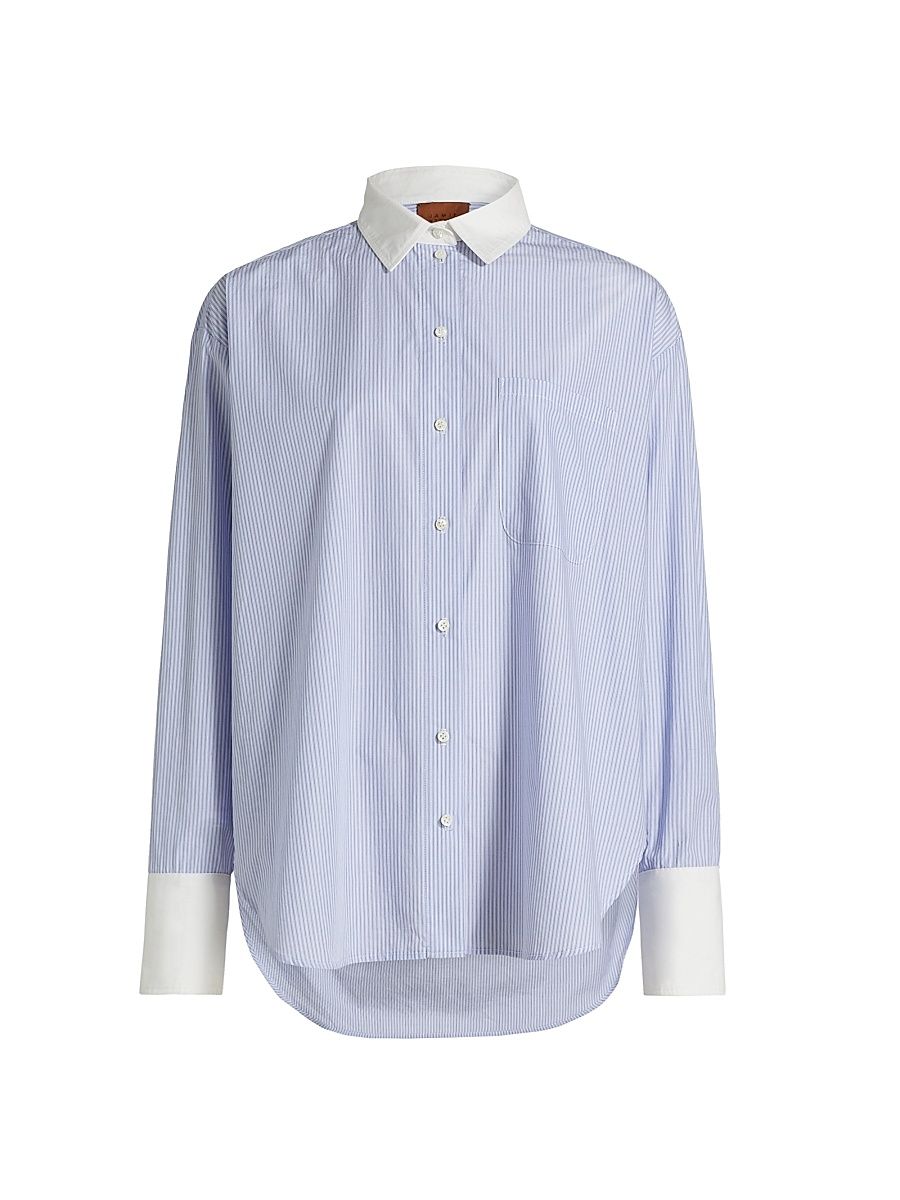 Women's Crosby Stripe Cotton Shirt - Blue Stripe - Size Large