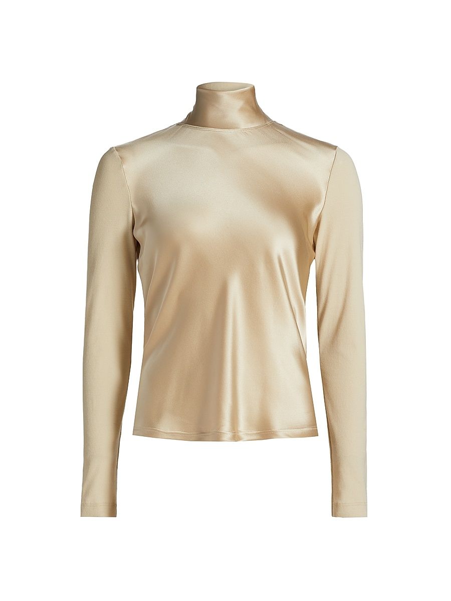 Women's Bias Turtleneck Combo T-Shirt - Champagne - Size Medium