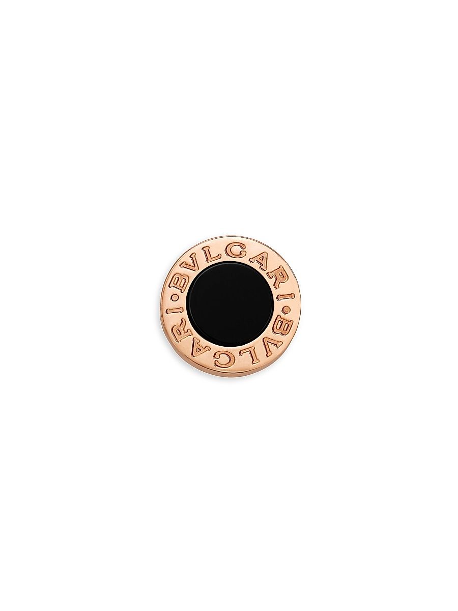Women's Classic 18K Rose Gold & Onyx Single Round Stud Earring - Rose Gold