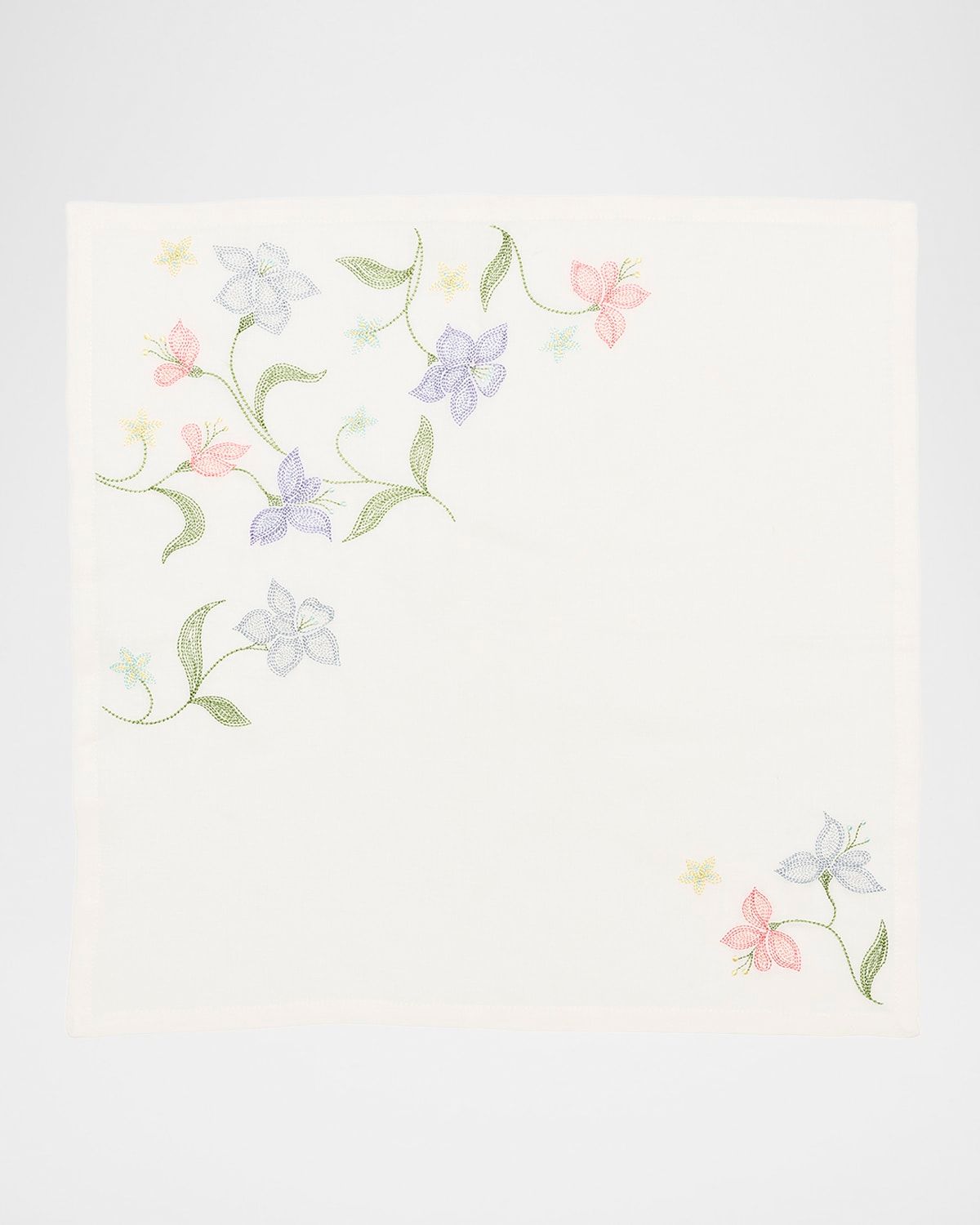 Vista Flower Embroidered Linen Napkin