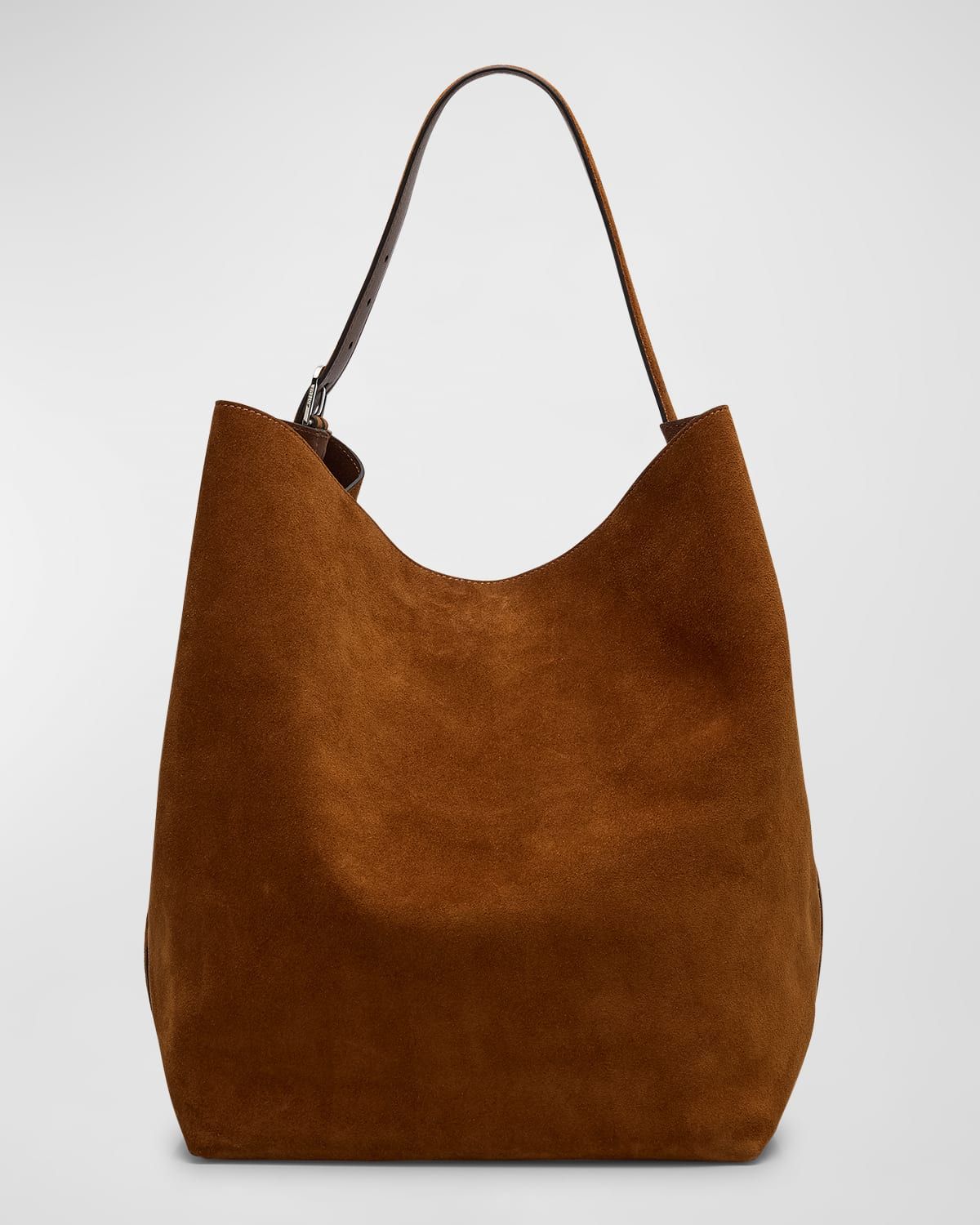 Large Belted Suede Tote Bag
