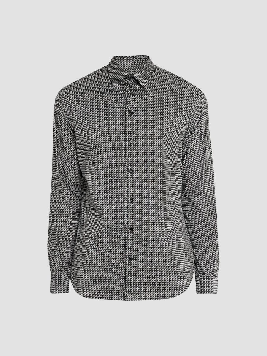 Emporio Armani Men's Contrast Geometric Box Cotton Sport Shirt - Multi - Size Small