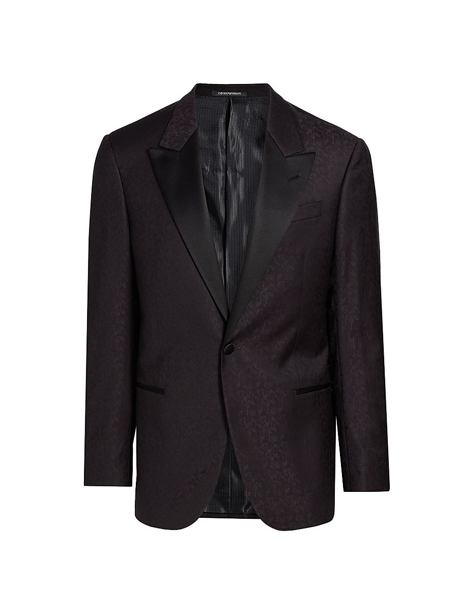 Men's Jacquard Wool Dinner Jacket - Black Beauty - Size 40