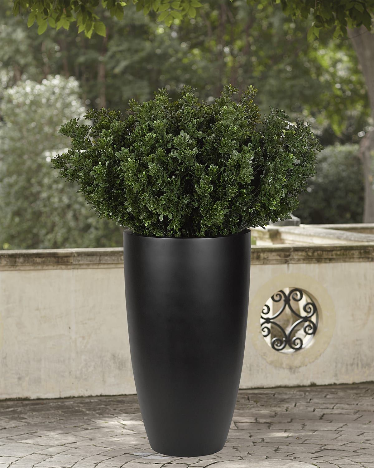 Faux Boxwood Bush Plant in Black Planter, 62"T
