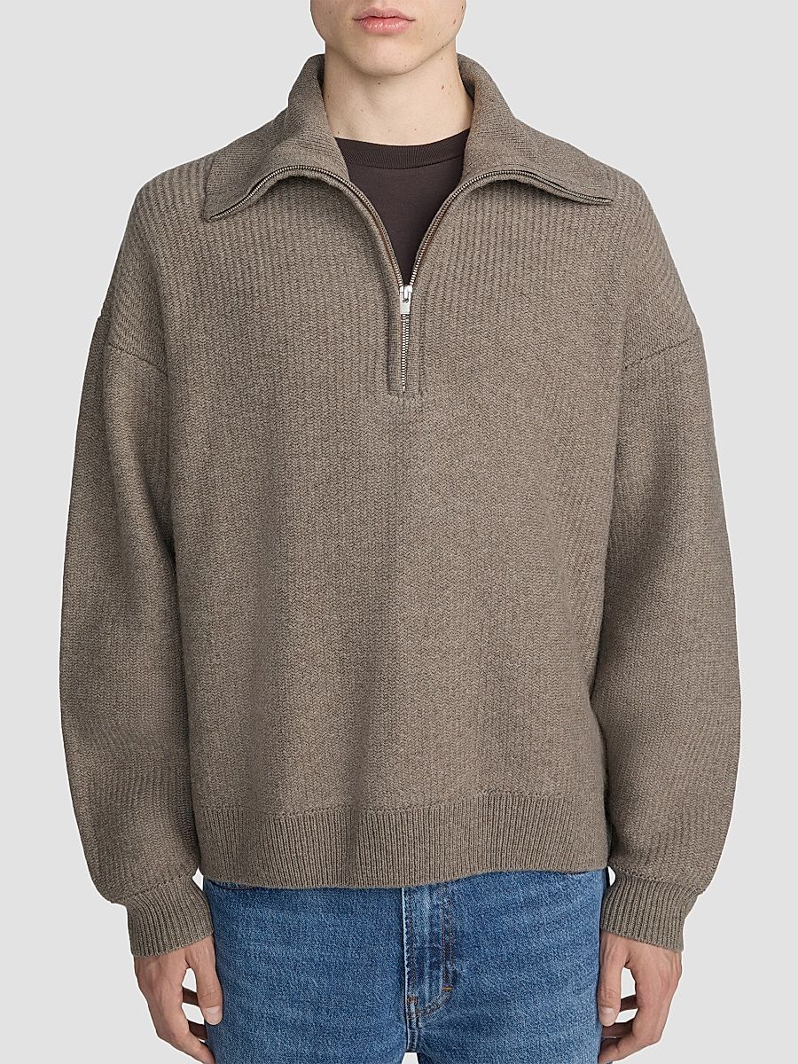 Men's Retro Polo Sweater - Soft Taupe - Size XL