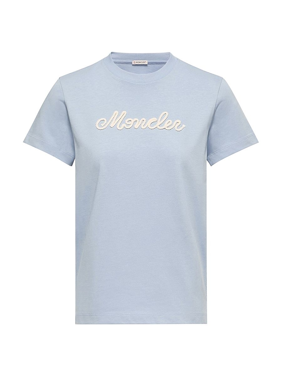 Women's Crew-Neck T-Shirt in Cotton - Light Blue - Size Large