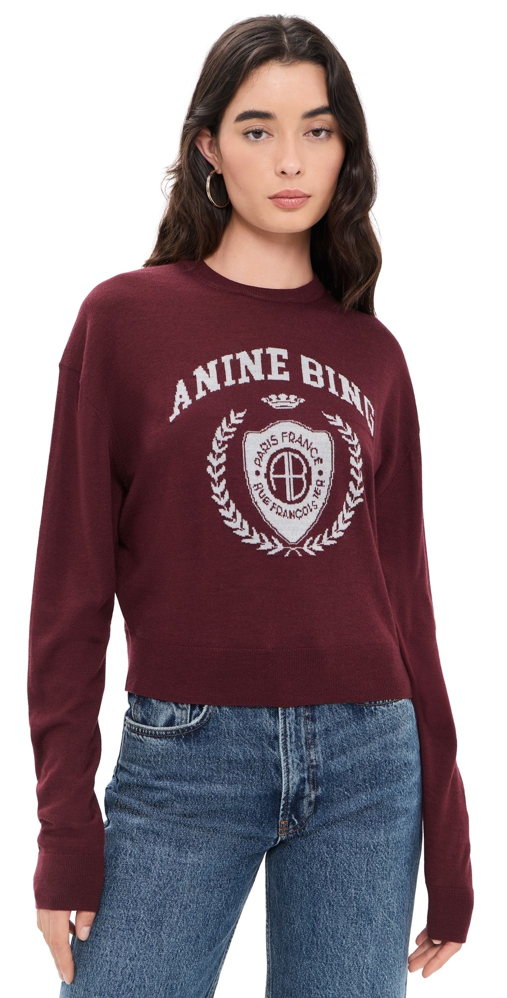 ANINE BING Mia Sweater Burgundy XS