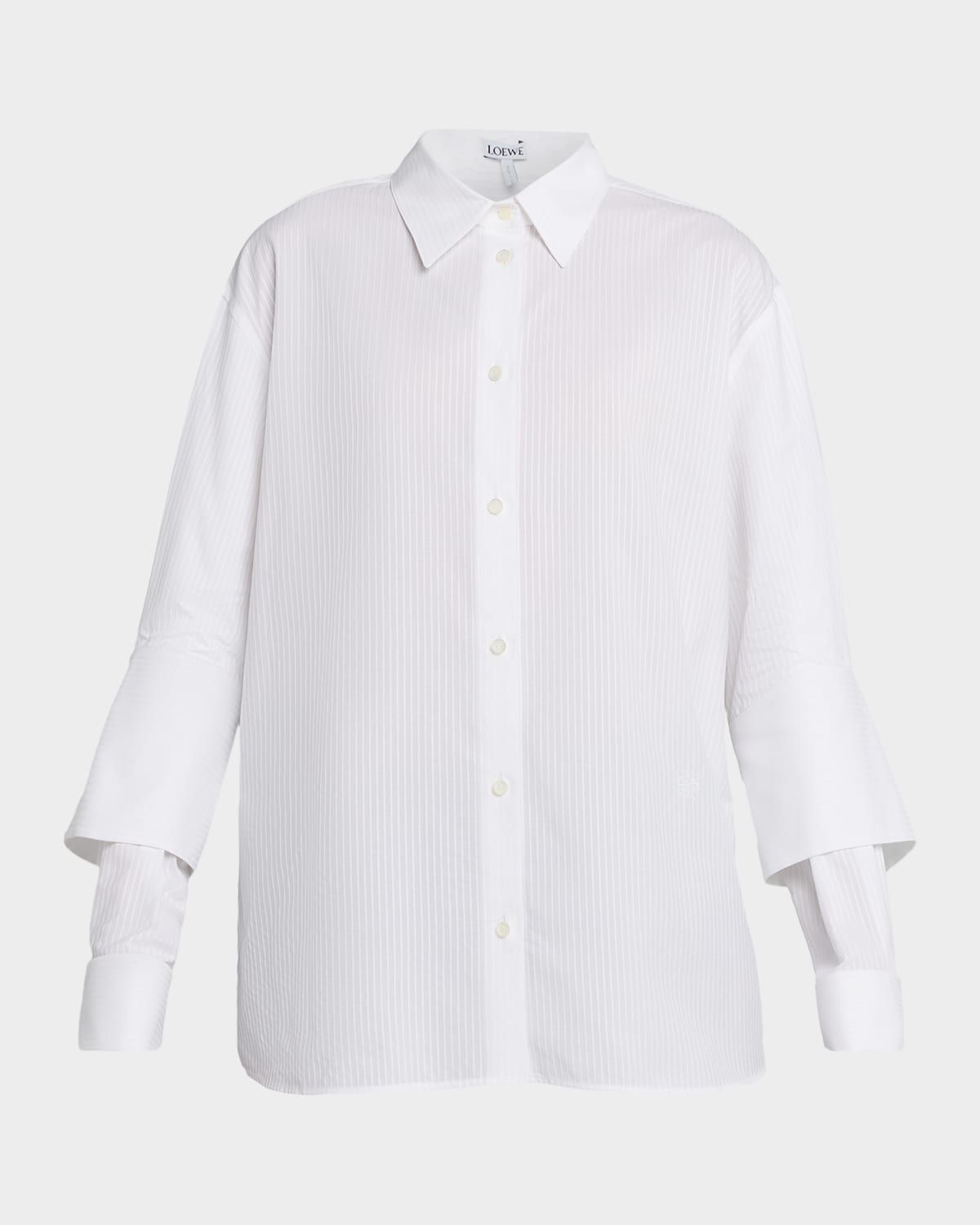 Striped Double-Sleeve Poplin Button-Down Shirt