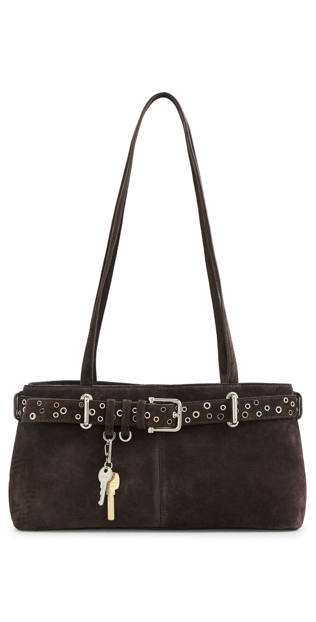 OSOI Shoulder Brocle Bag Suede Mocha Eyelets One Size