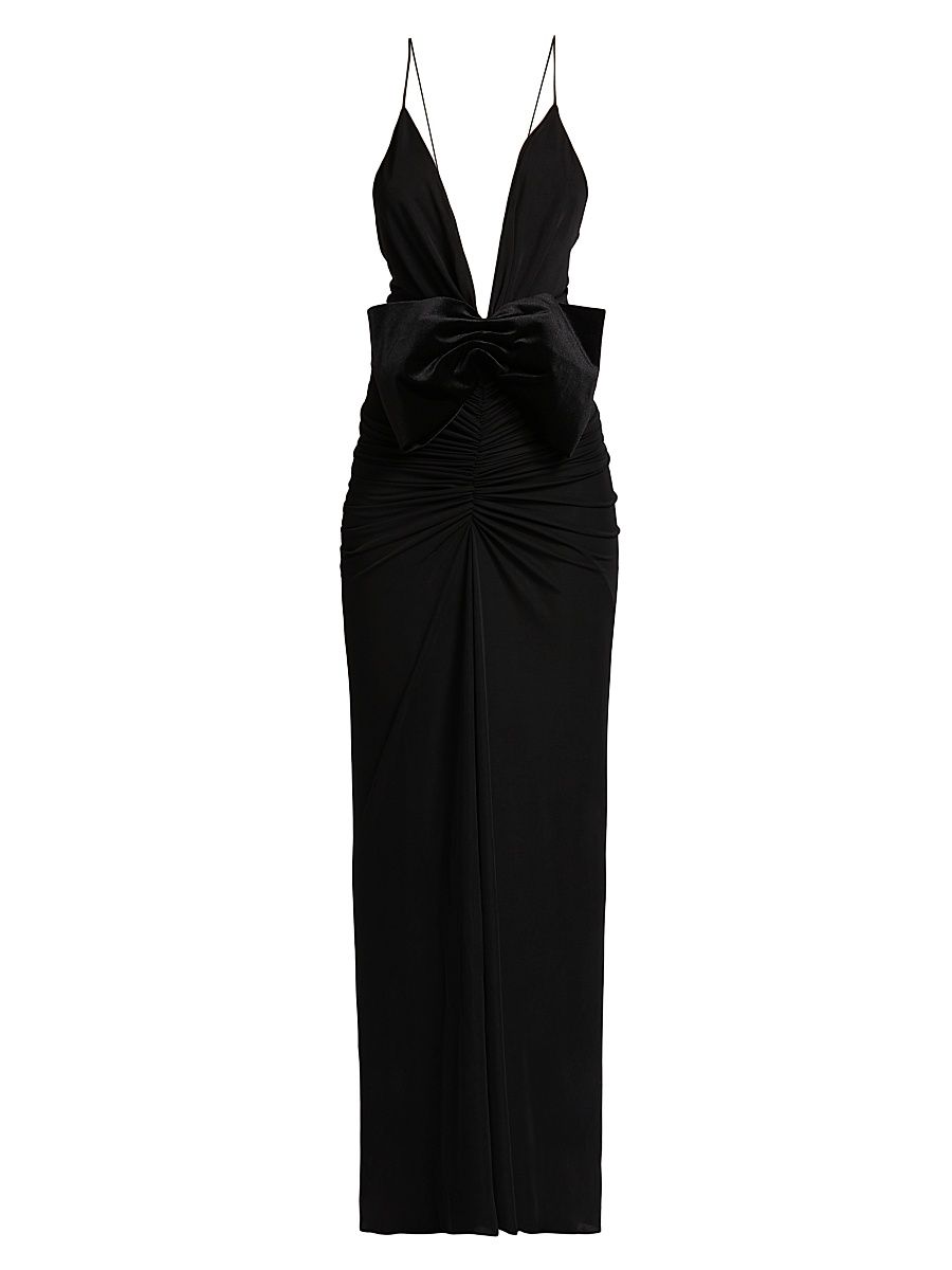 Women's Valeria Plunge Jersey Column Gown - Black - Size XL
