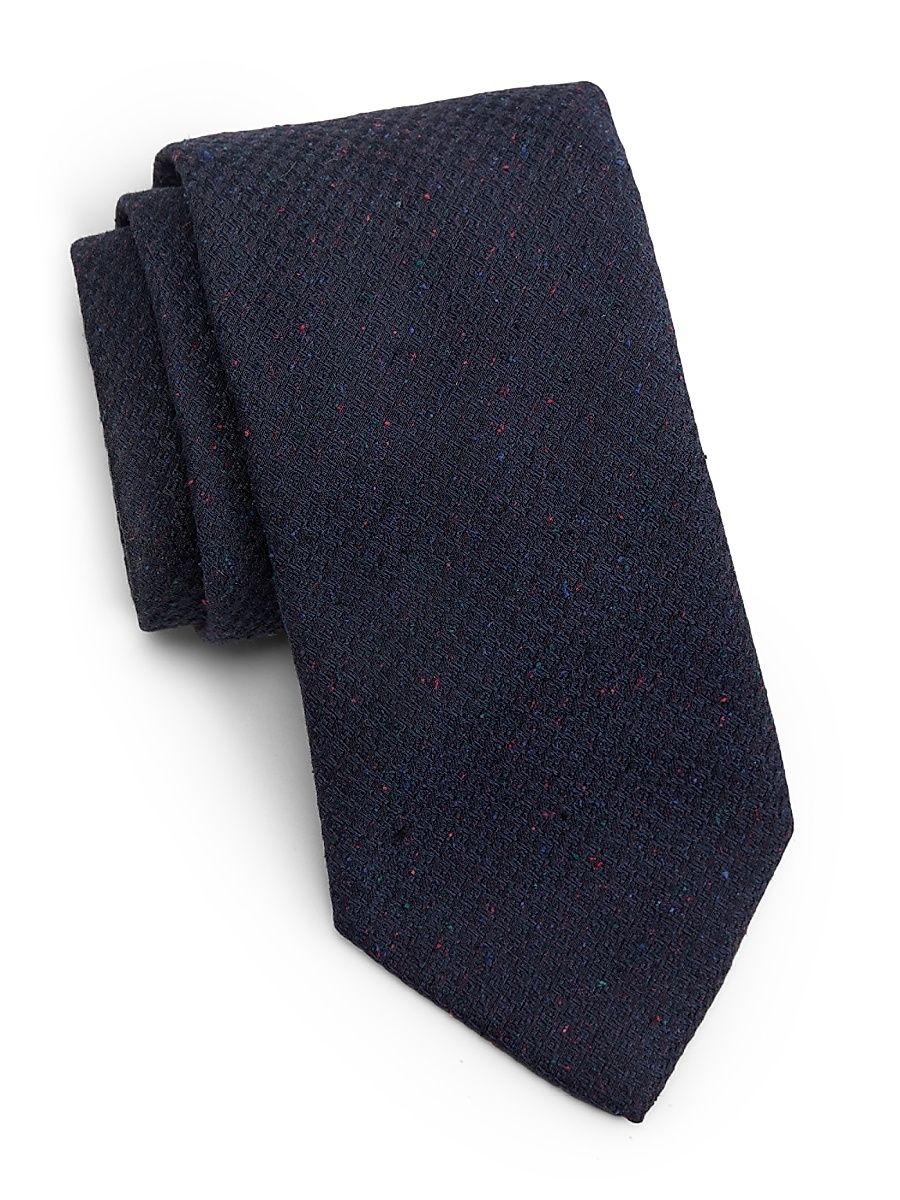 Saks Fifth Avenue Men's Houndstooth Silk Tie - Navy