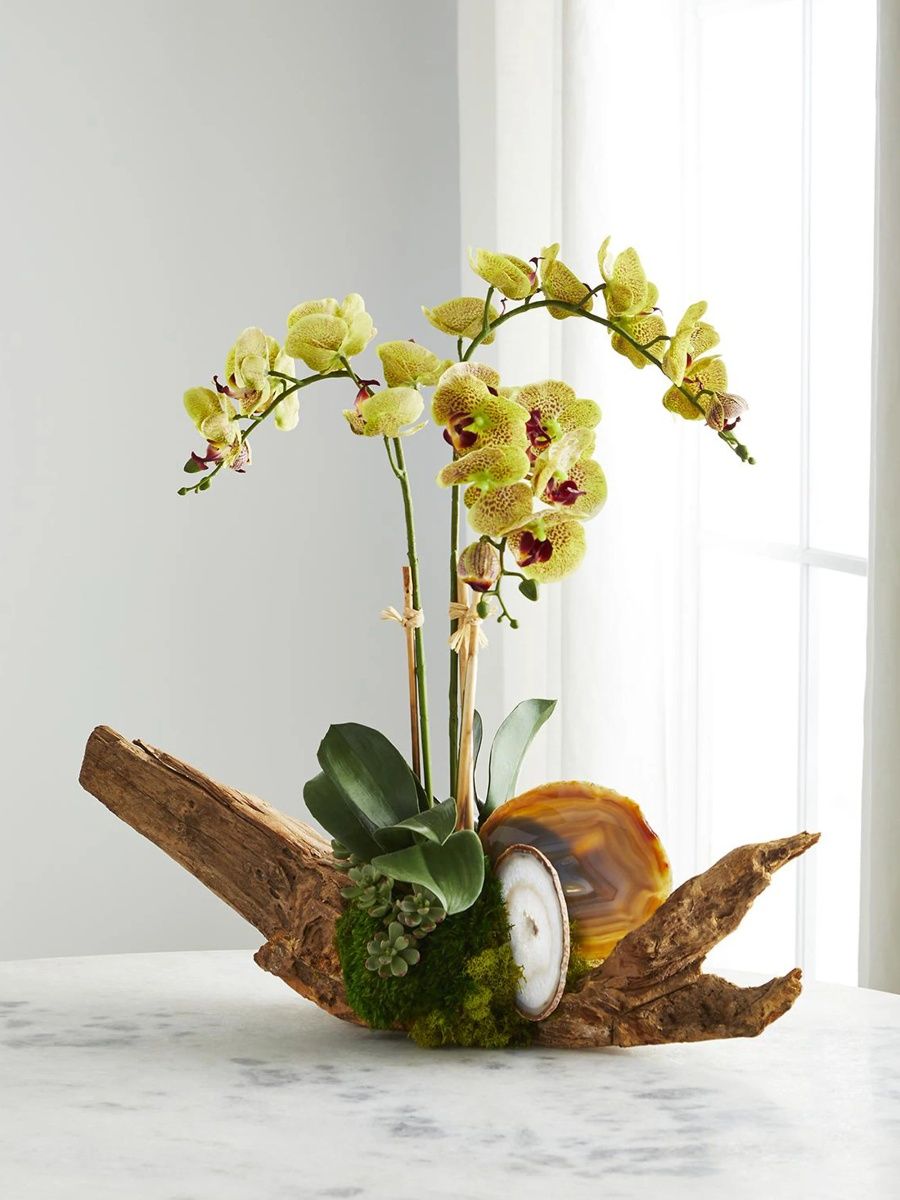 Artificial Green Orchid Arrangement - Green