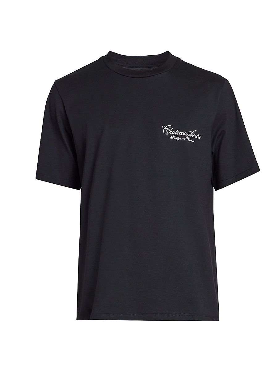Men's Chateau Script Crewneck T-Shirt - Black - Size XS