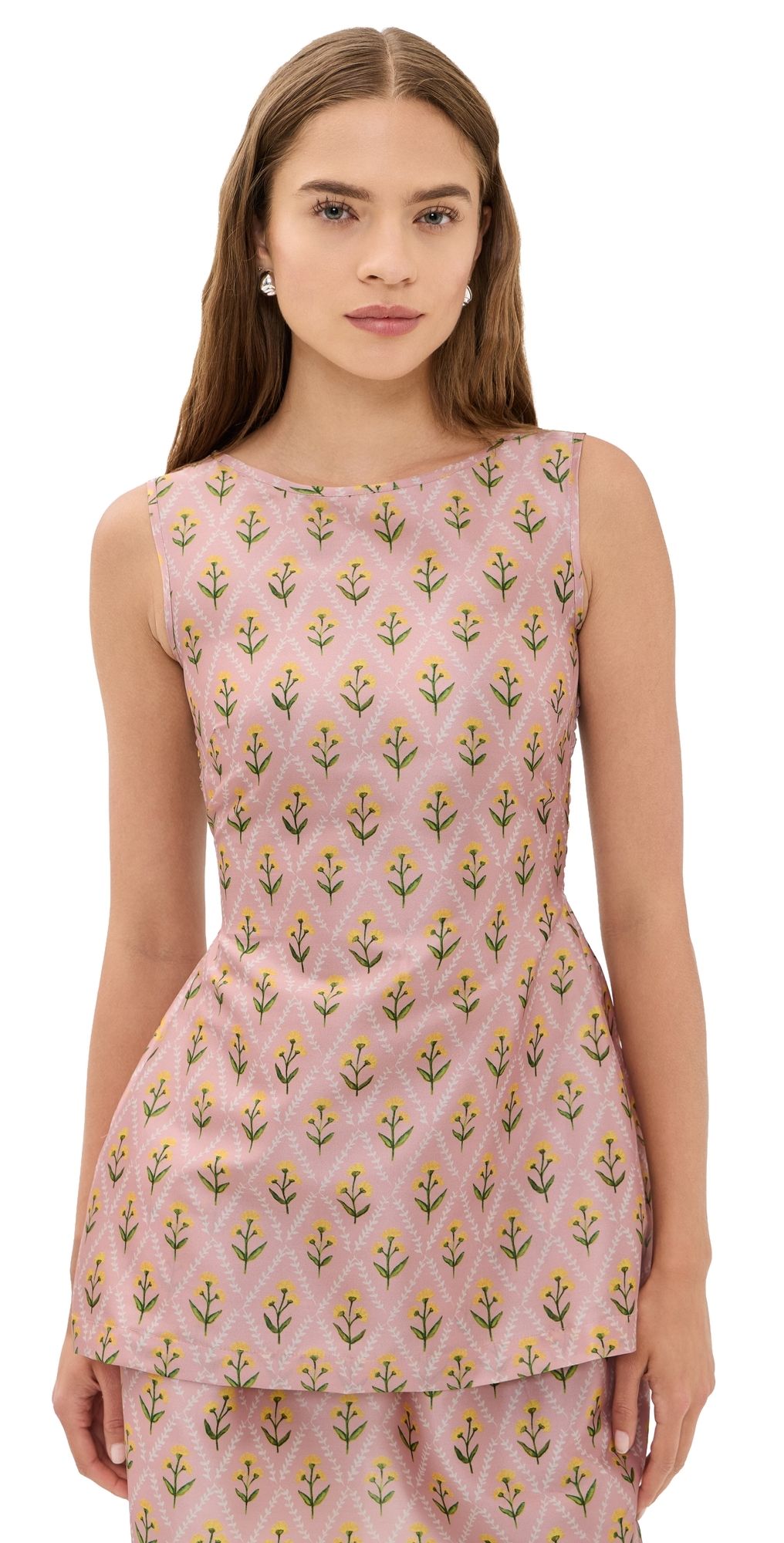 La Maregold The Celine Top Blush Lattice Floral XL