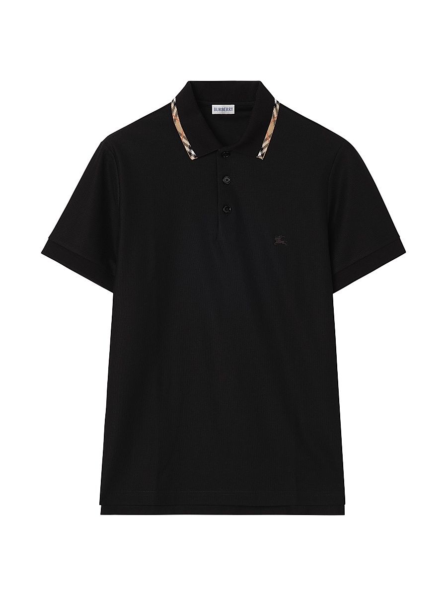 Men's Eddie Logo Cotton Polo Shirt - Black - Size XL