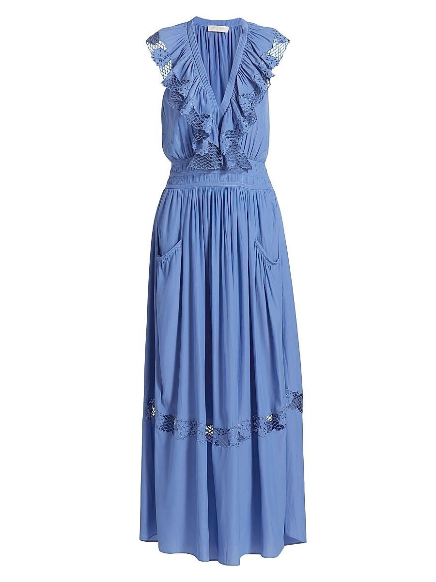Women's Laila V-Neck Maxi Dress - Cornflower Blue - Size Medium