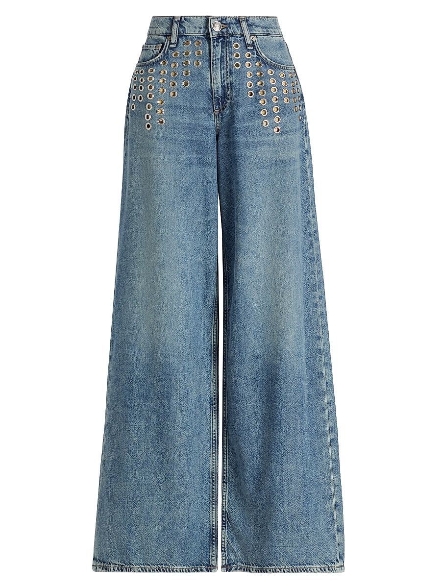 Women's Sofie Grommet Featherweight Wide-Leg Jeans - Amalfi - Size 25