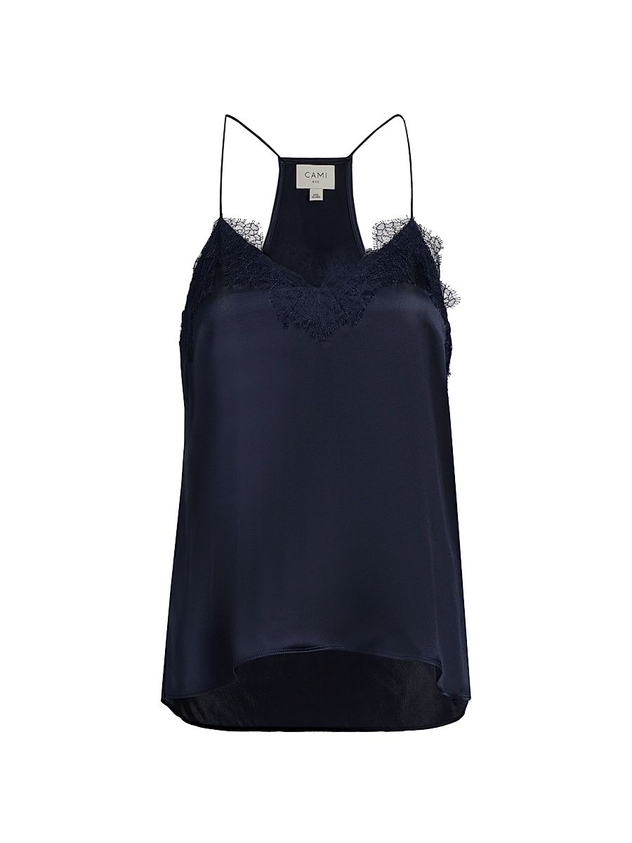 Women's Racer Silk Camisole - Navy - Size Large