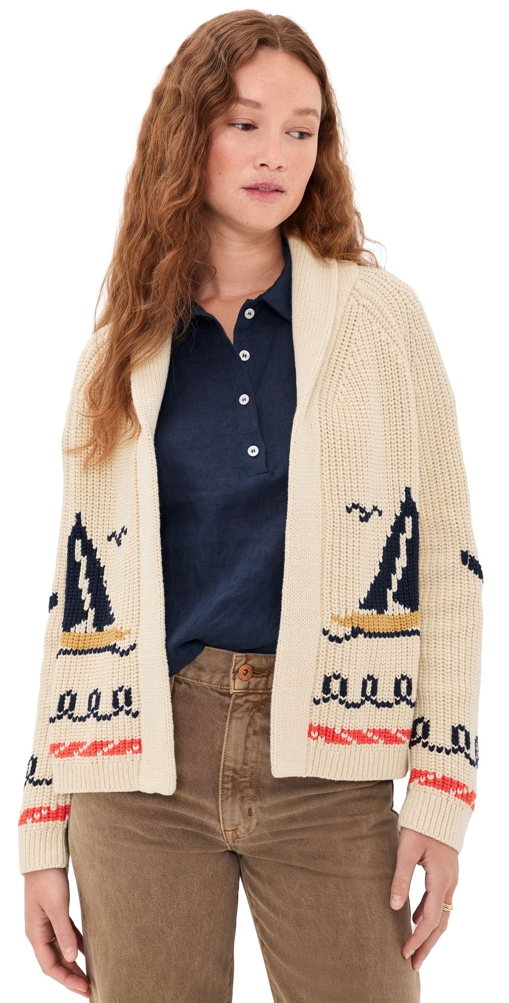 THE GREAT. The Sailboat Lodge Cardigan Cream 2