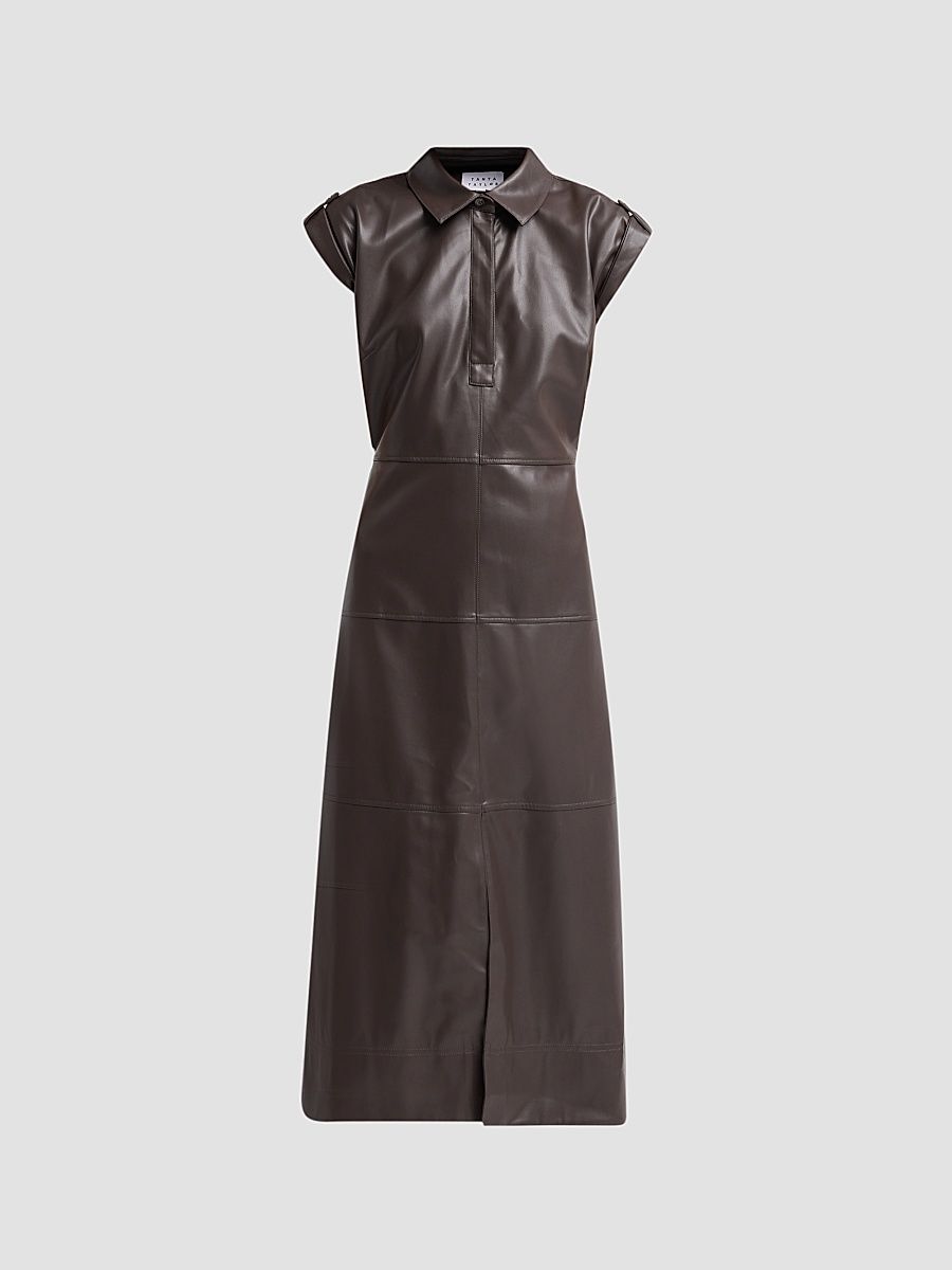 Women's Shivi Faux Leather Midi Dress - Dark Fig - Size 14