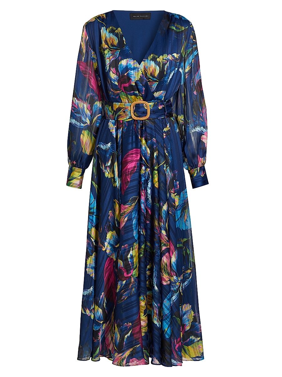 Women's Milena Floral Belted Maxi Dress - Daphnes Garden Print - Size 6