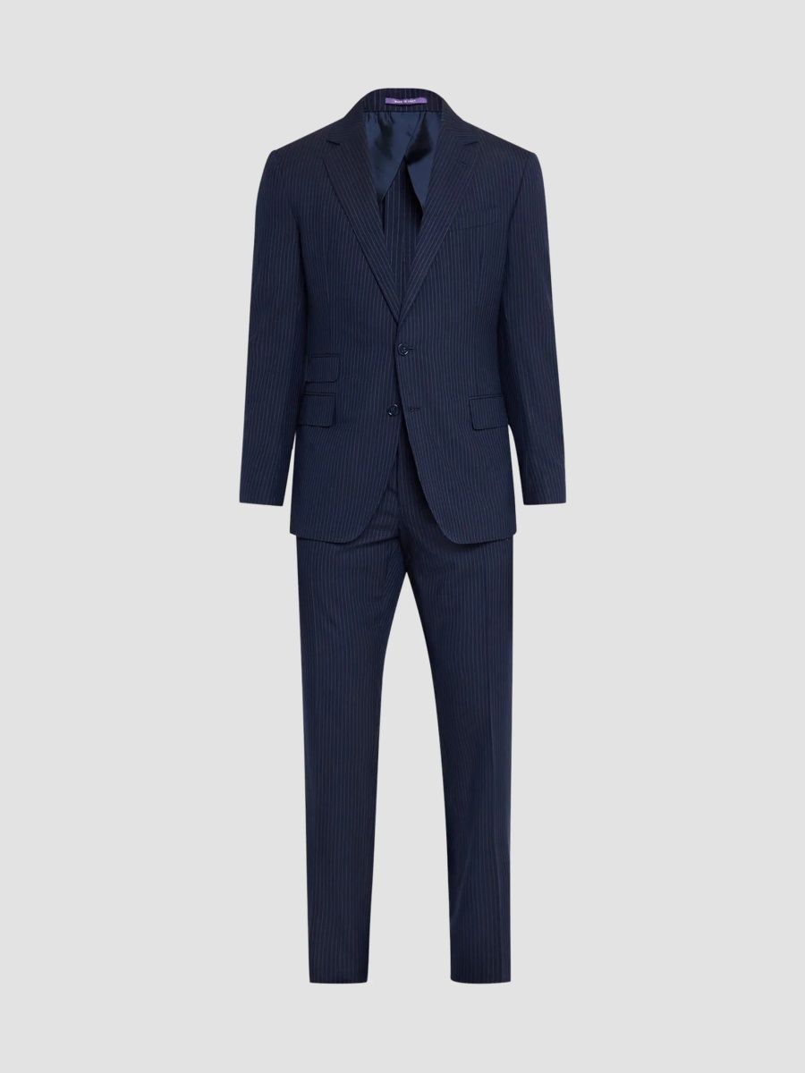 Ralph Lauren Purple Label Men's Kent Hand-Tailored Striped Suit - Navy Cream - Size 48