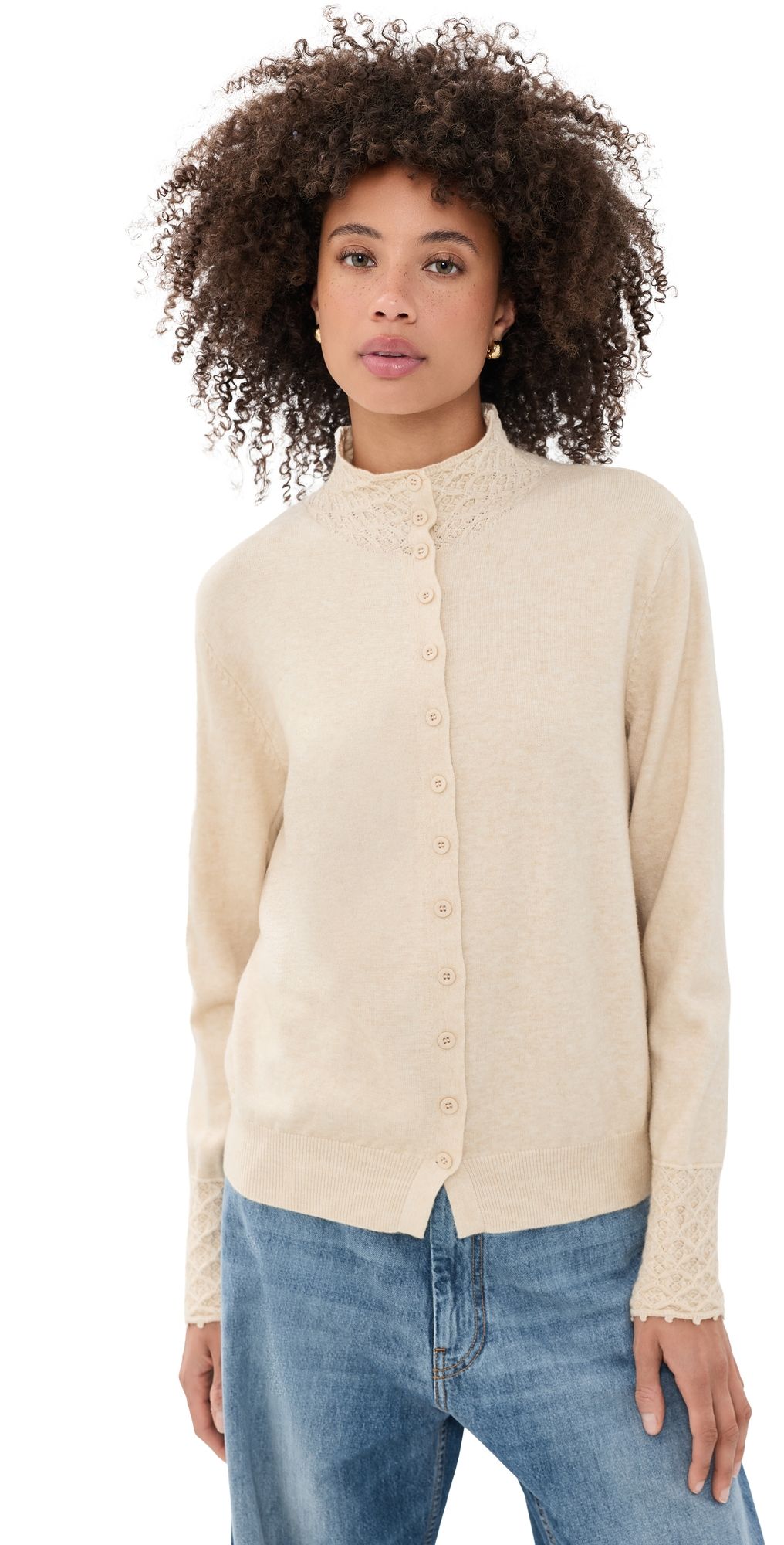 Cinta The Label The Ariel Knit Cardigan Beige S