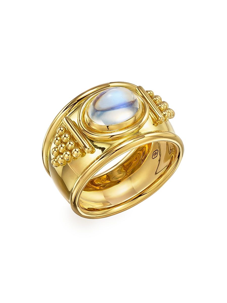 Women's Florence86 18K Yellow Gold & Blue Moonstone Pyramid Ring - Yellow Gold - Size 6.5