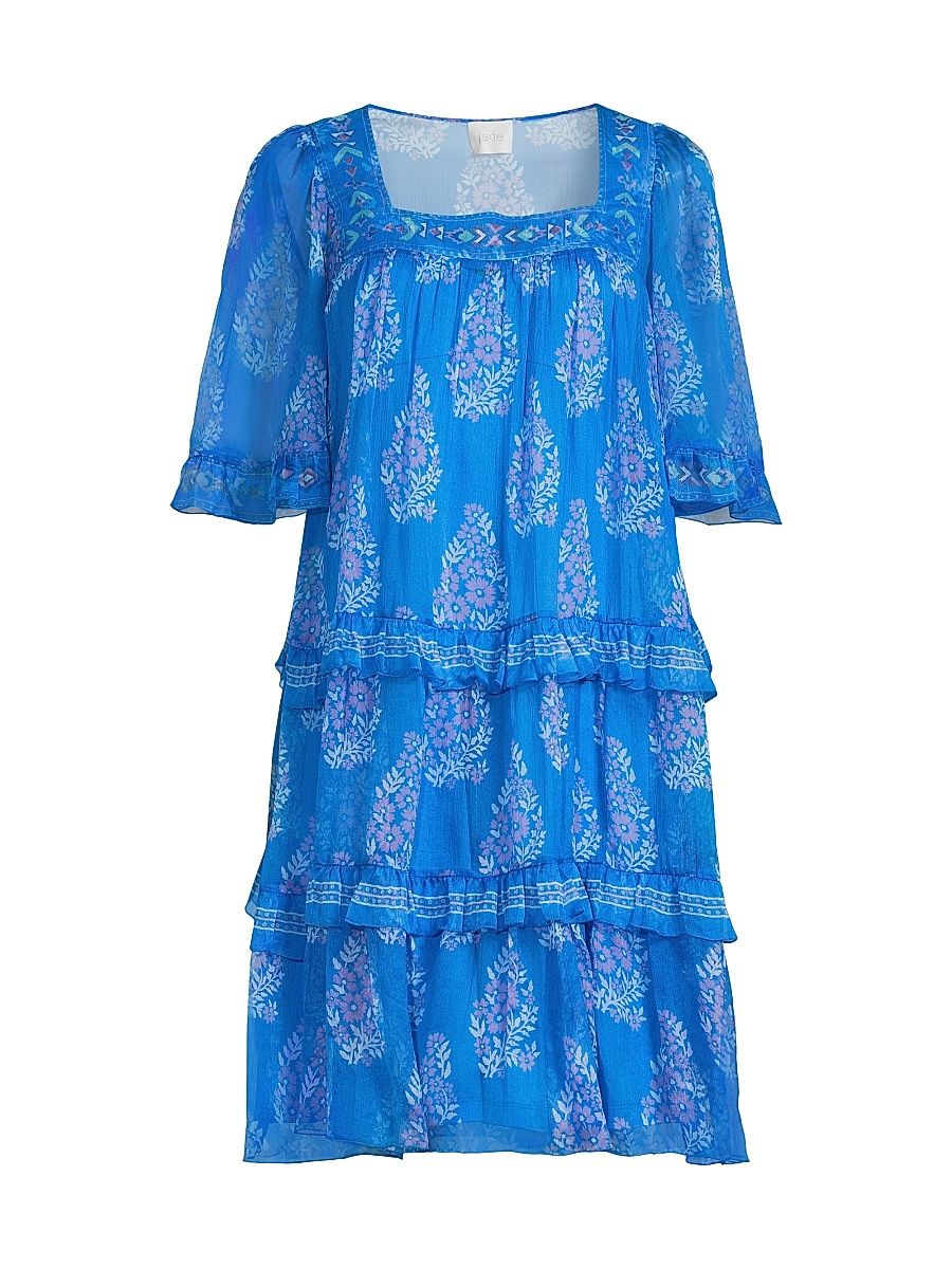 Women's Wrenn Printed Silk Tiered Minidress - Carolyne - Size Medium
