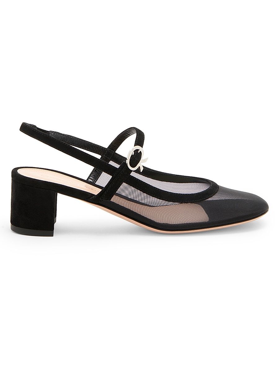 Women's 45MM Suede & Mesh Pumps - Black - Size 12