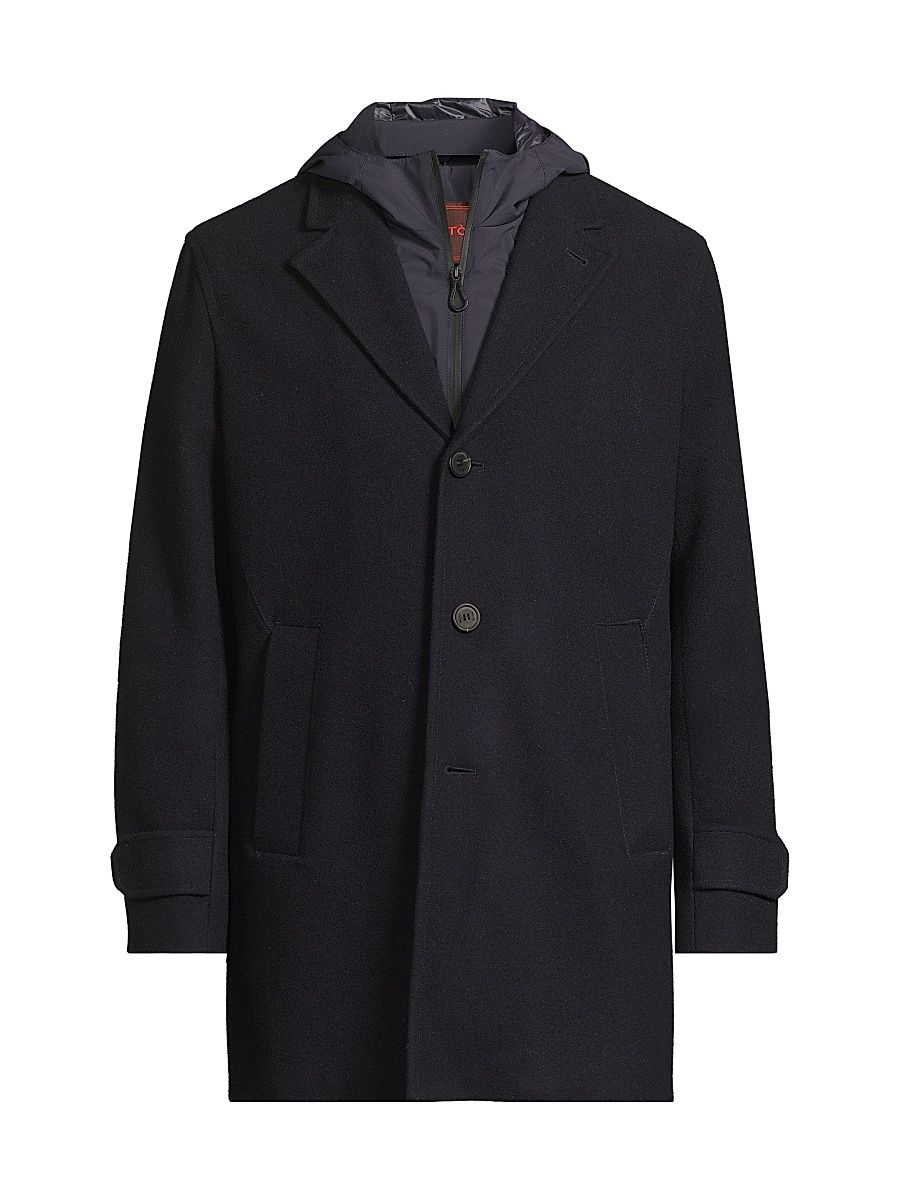 Men's Geraldo Layered Wool Coat - Navy - Size 42