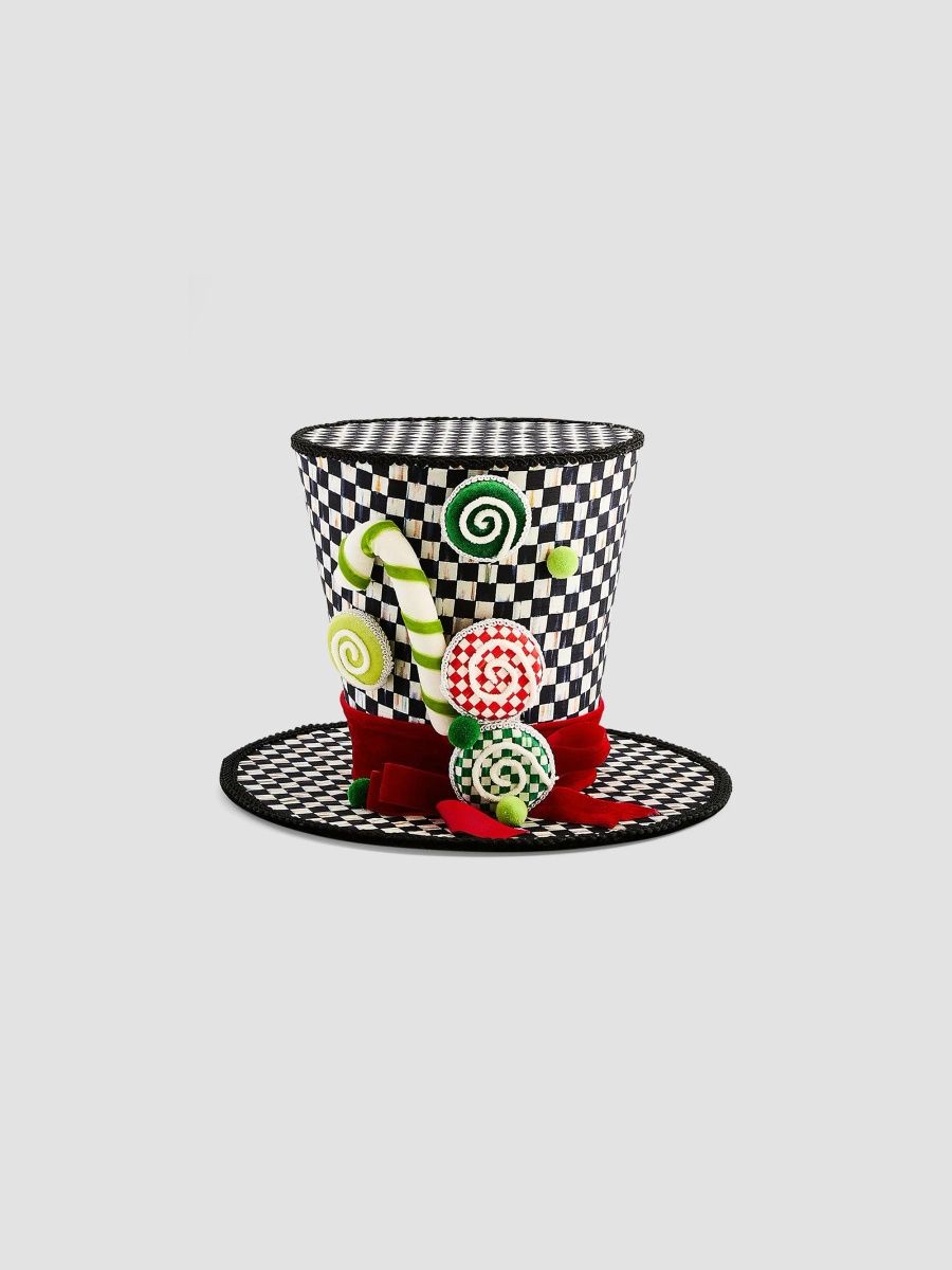MacKenzie-Childs Check It Out Top Hat Fabric Tree Topper